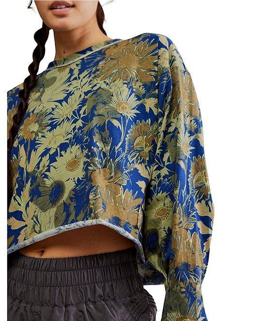 FP Movement Inspire Floral Printed Crew Neck Long Sleeve Boxy Layer Logo Top Product Image