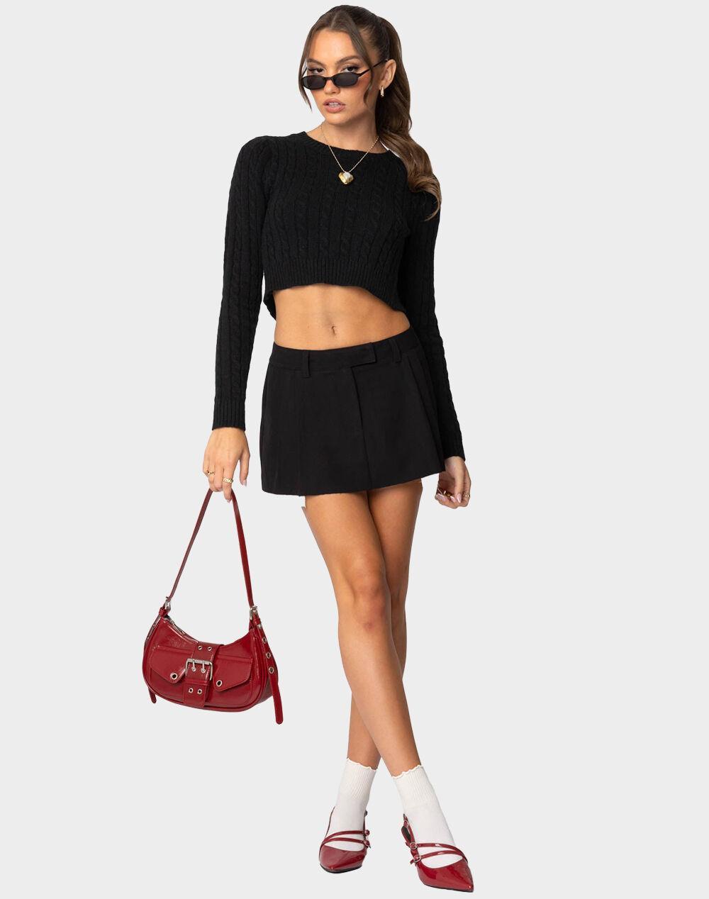 EDIKTED Bow Back Cropped Cable Knit Sweater Product Image