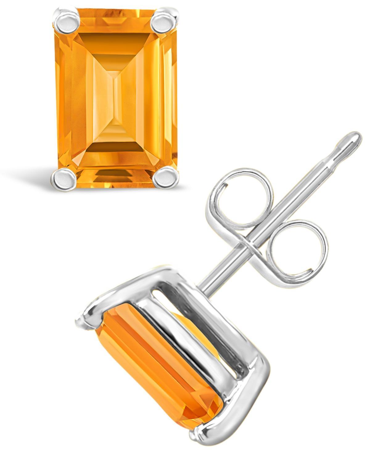 Celebration Gems 14k Gold Emerald Cut Citrine Stud Earrings, Women's Product Image