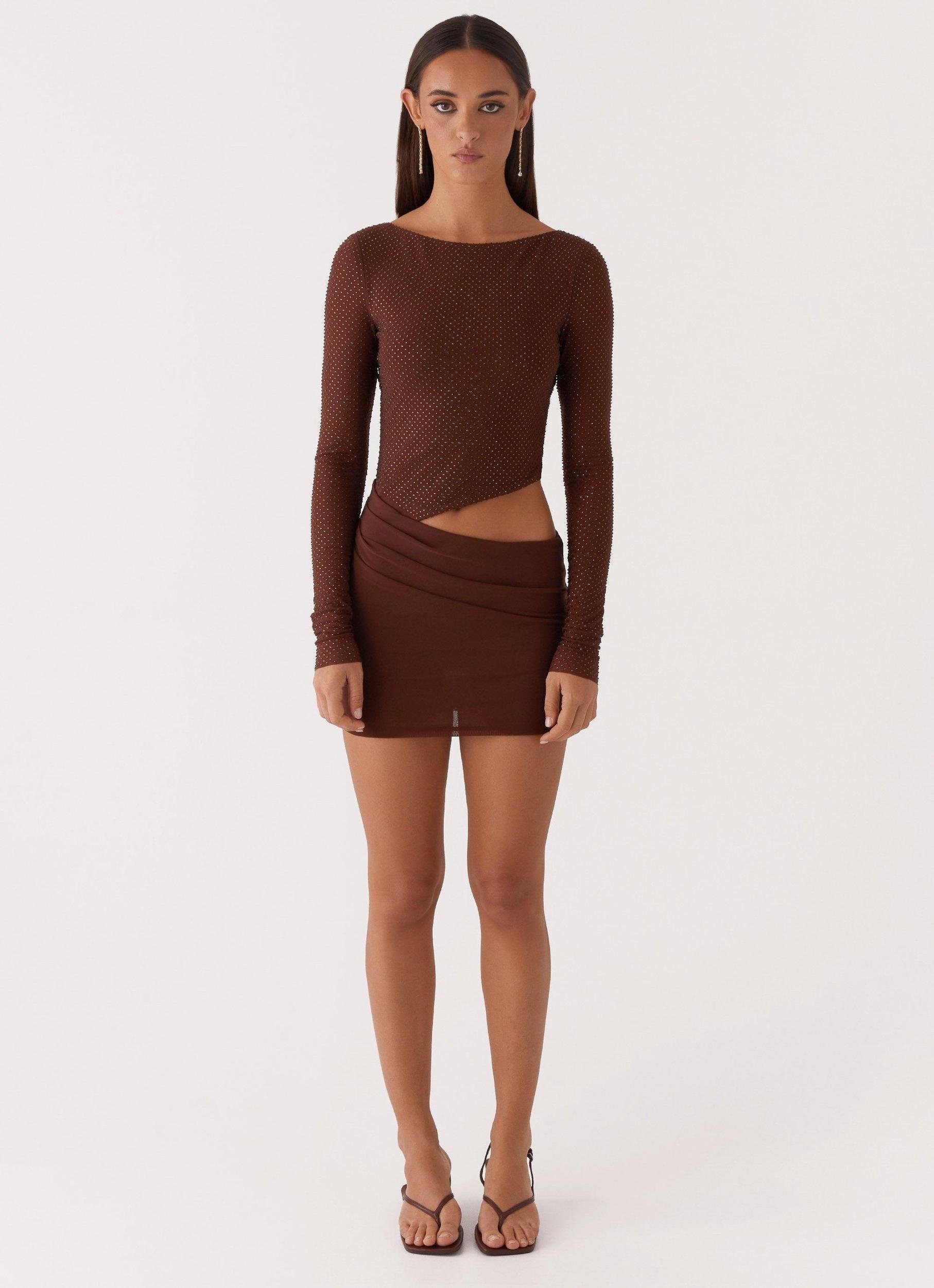 Catch The Night Sequin Mini Dress - Chocolate Product Image