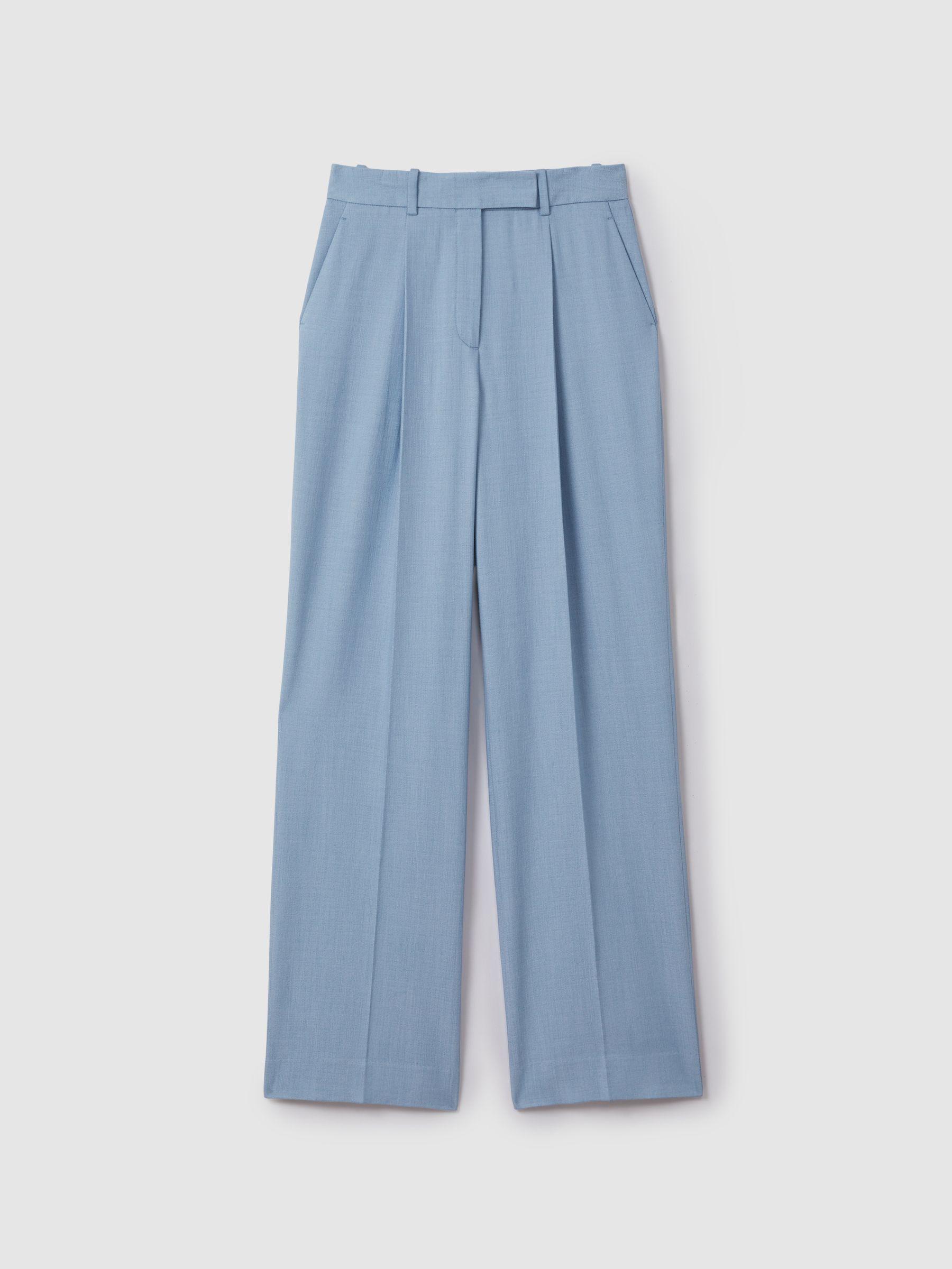 Wide Leg Suit Trousers with TENCEL™ Fibers in Blue Product Image