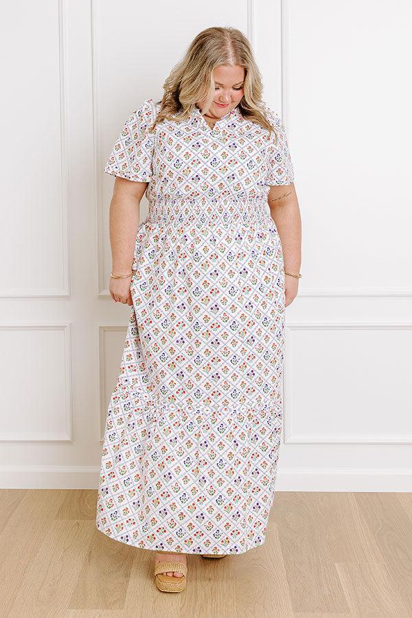 Brunch Babe Floral Maxi Dress in White Curves Product Image