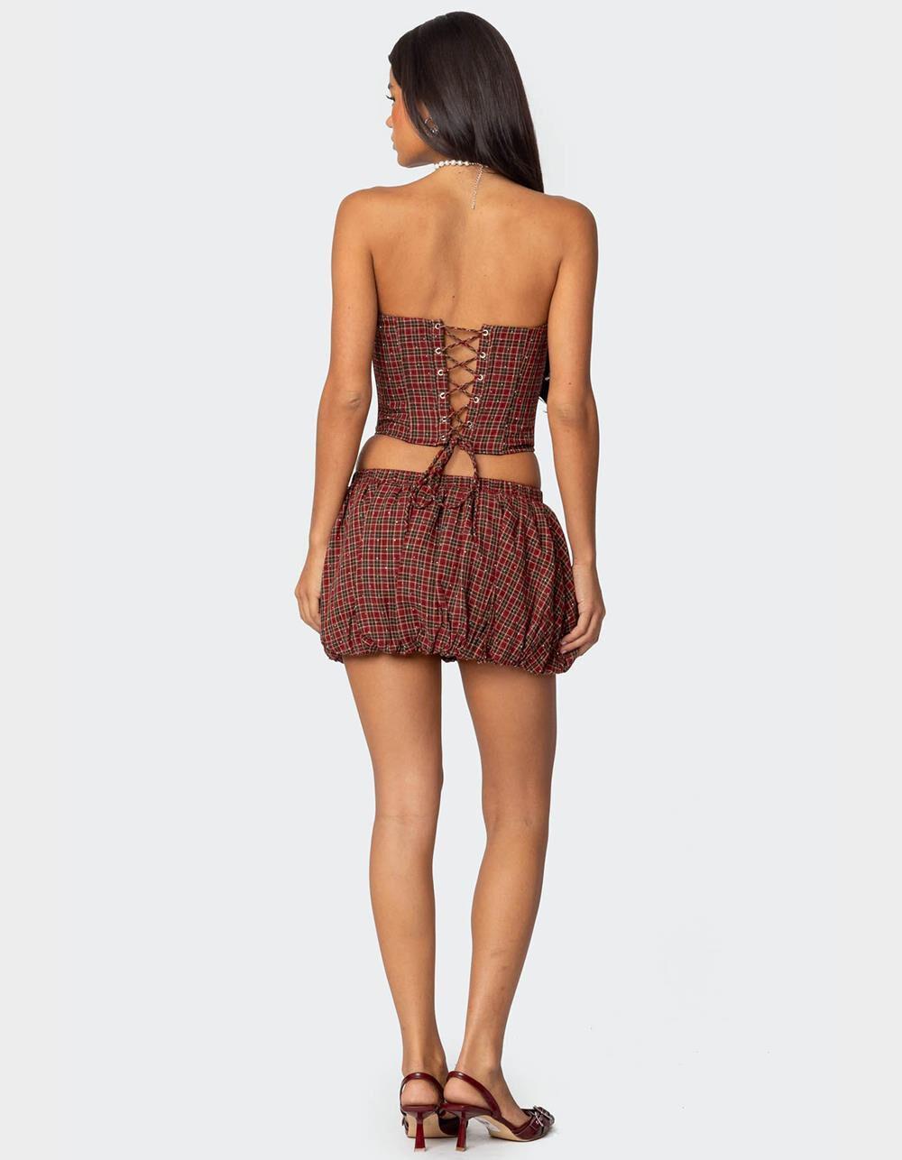 EDIKTED Marlene Plaid Lace Up Corset Product Image
