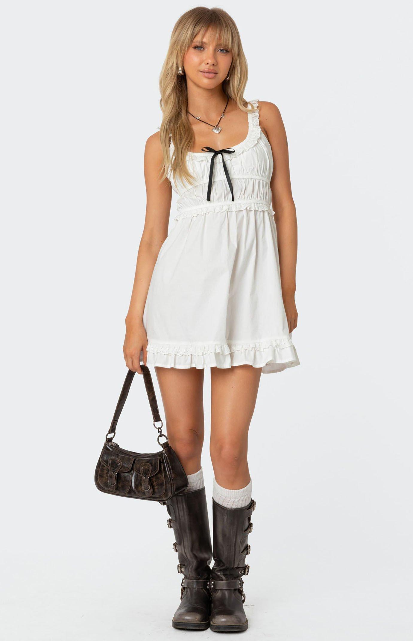 Edikted Women's Eyelet Frill Mini Dress Product Image