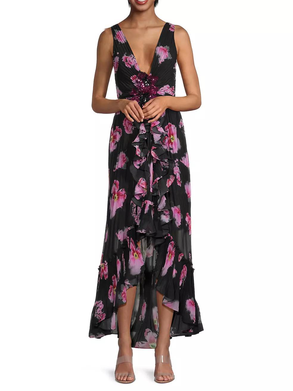 Kassiani Ruffled Floral Chiffon Dress Product Image