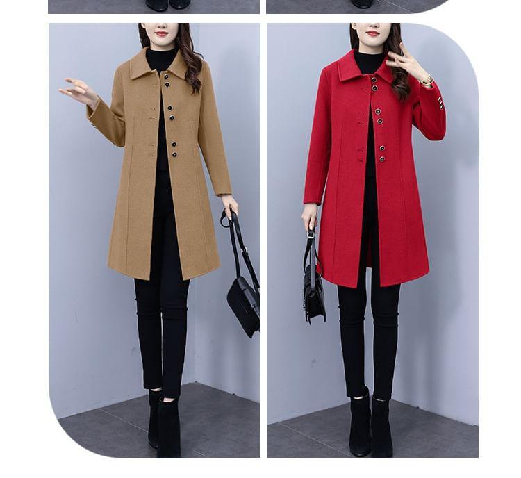 Collared Plain Button Coat Product Image