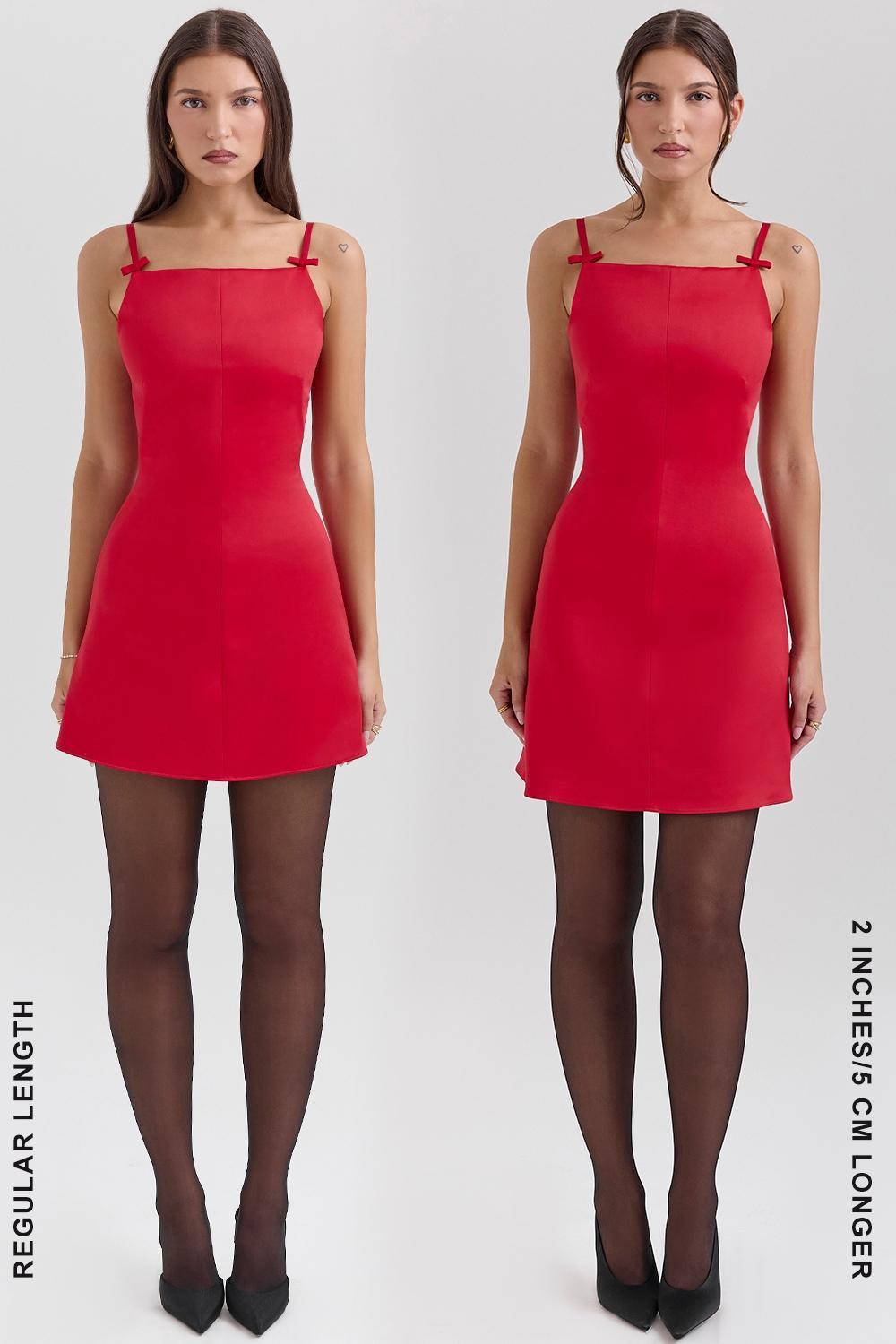 Dainty Scarlet Square Neck A-Line Mini Dress Product Image