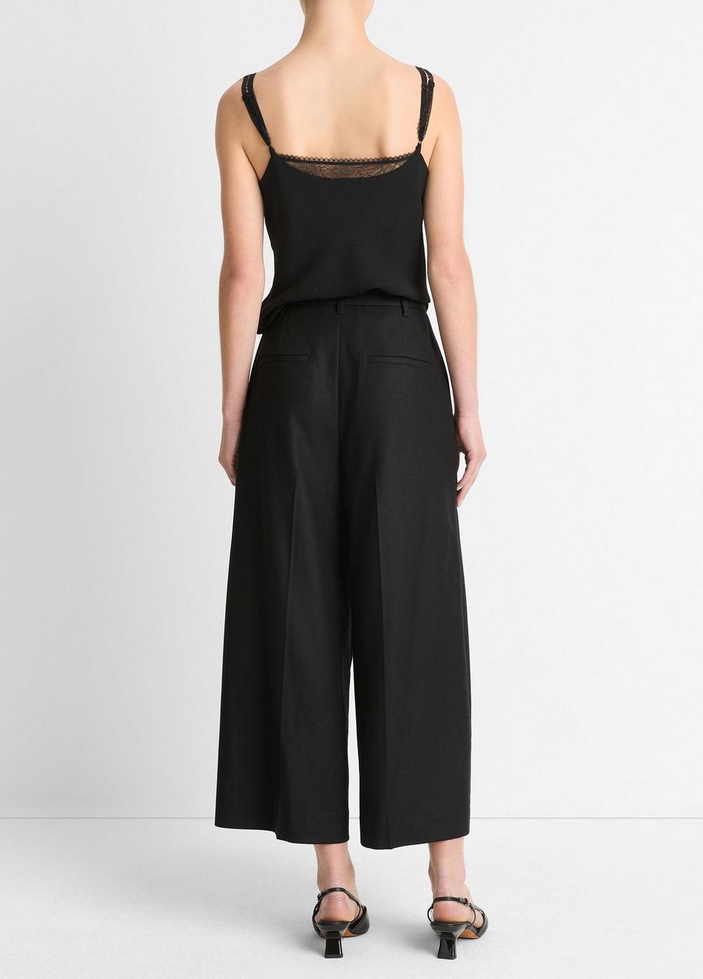Womens Italian Wool-Blend Flannel Mid-Rise Culotte, Black, Size 10 Vince Product Image