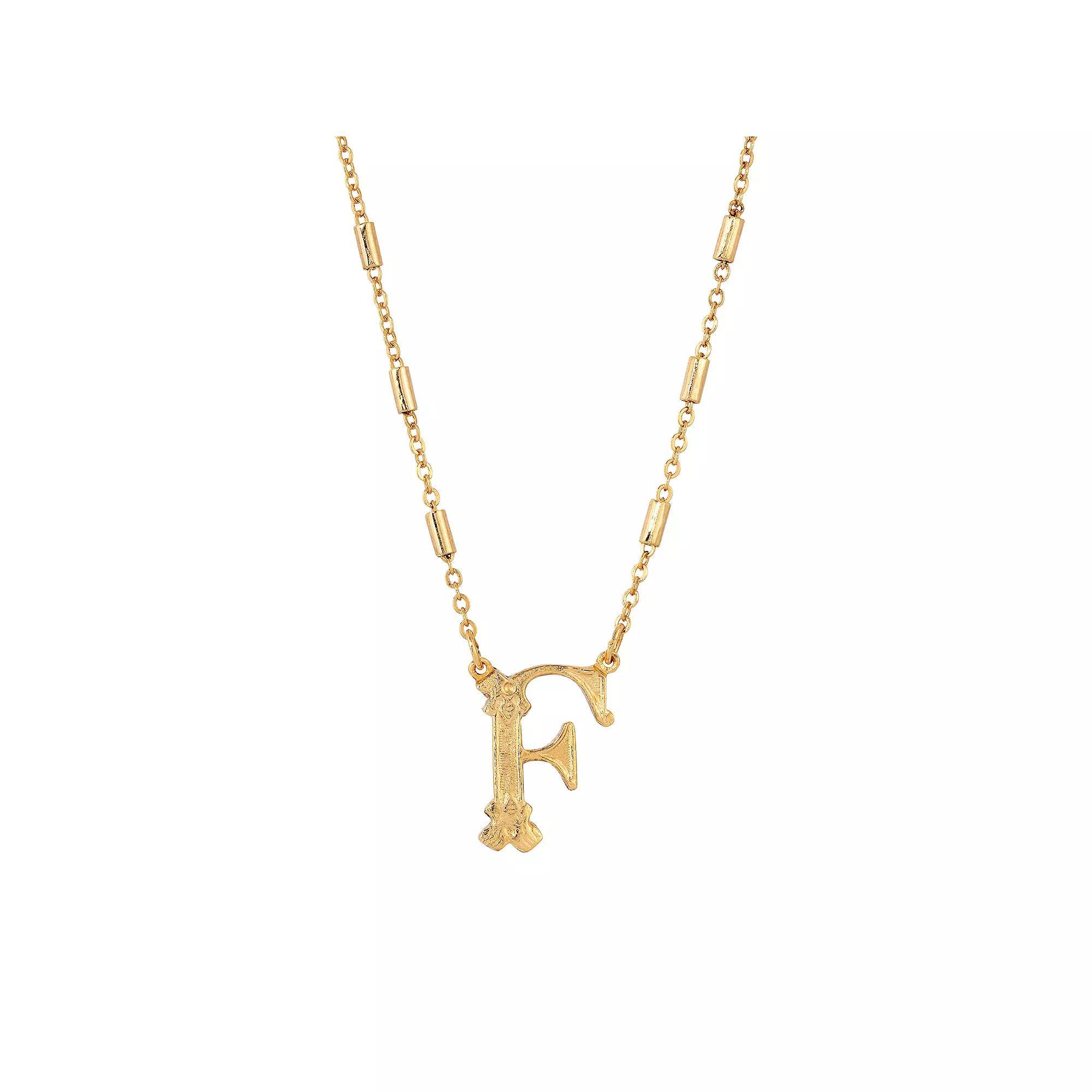 1928 Gold Tone Initial Necklace, Womens, Yellow L Product Image