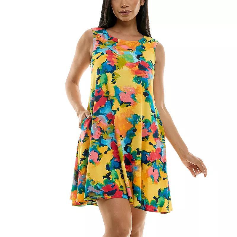 Women's Nina Leonard Floral Swing Dress, Size: Small, Blue Team Product Image