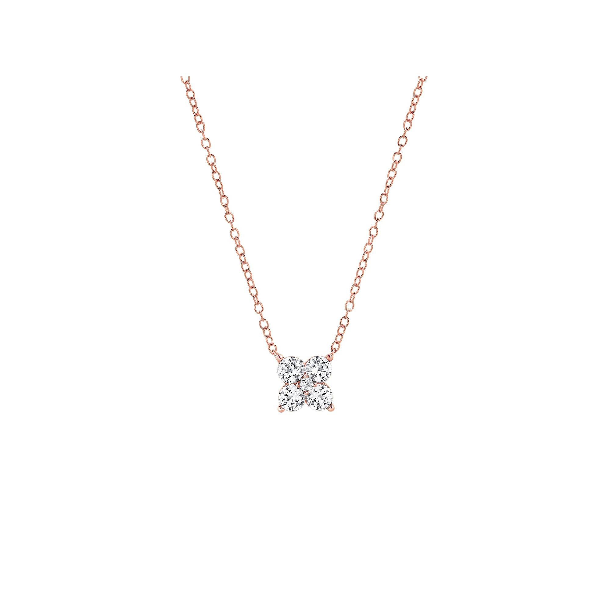Gemstone Brilliance Lab-Created White Sapphire Cluster Pendant Necklace, Women's, Size: 18", Pink Tone Product Image