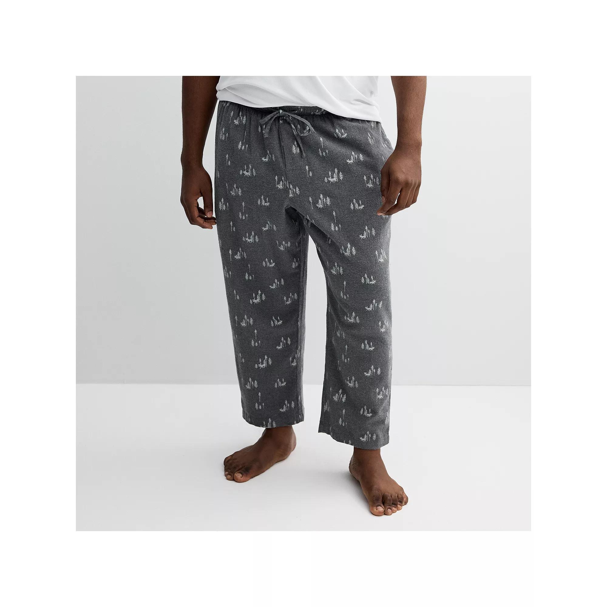 Big & Tall Sonoma Goods For Life Flannel Drawstring Pajama Pants, Mens Dk Gray Green Product Image