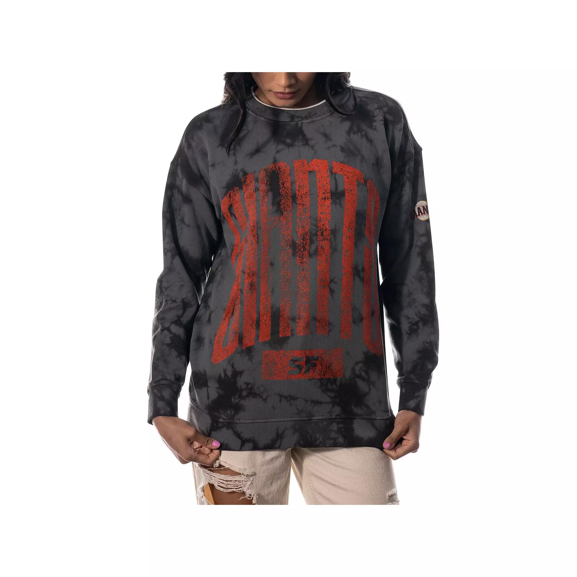 Women's The Wild Collective Charcoal San Francisco Giants Overdyed Pullover Sweatshirt, Size: Small Product Image