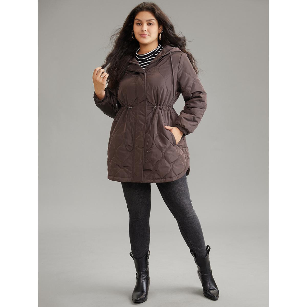 Plus Size Women Everyday Plain Lined No stretch 26/4X Pocket Casual Cotton Jackets BloomChic Product Image
