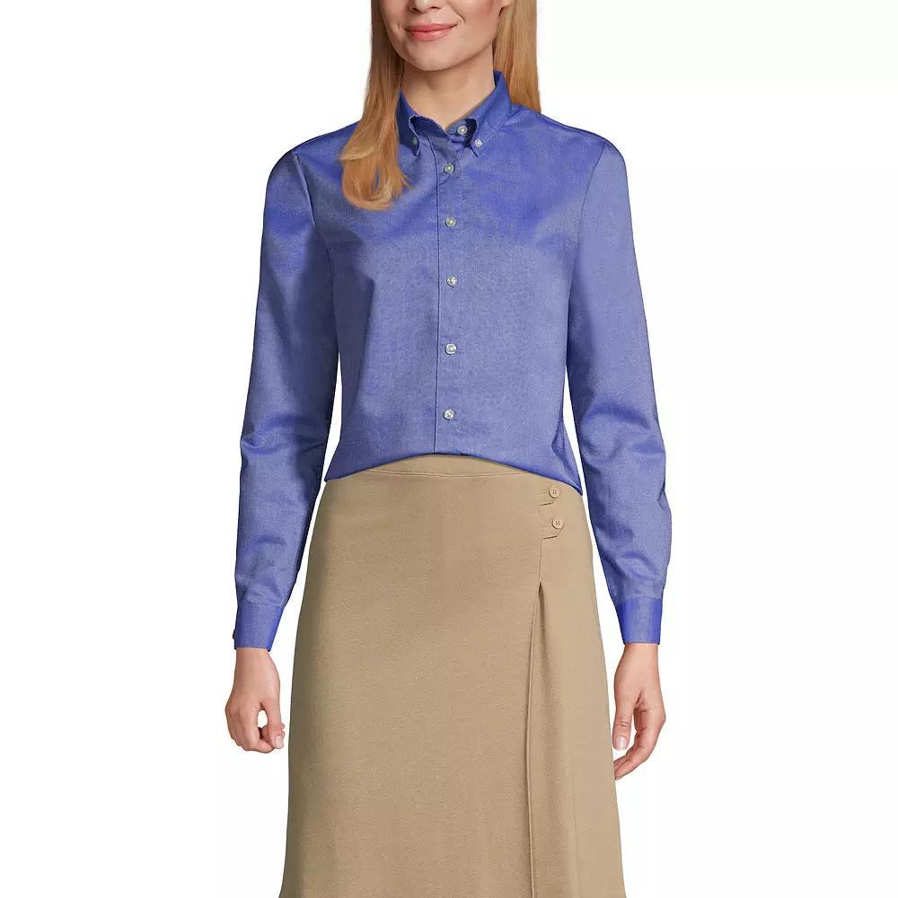 Womens Tall Lands End School Uniform Long Sleeve Oxford Dress Shirt Product Image