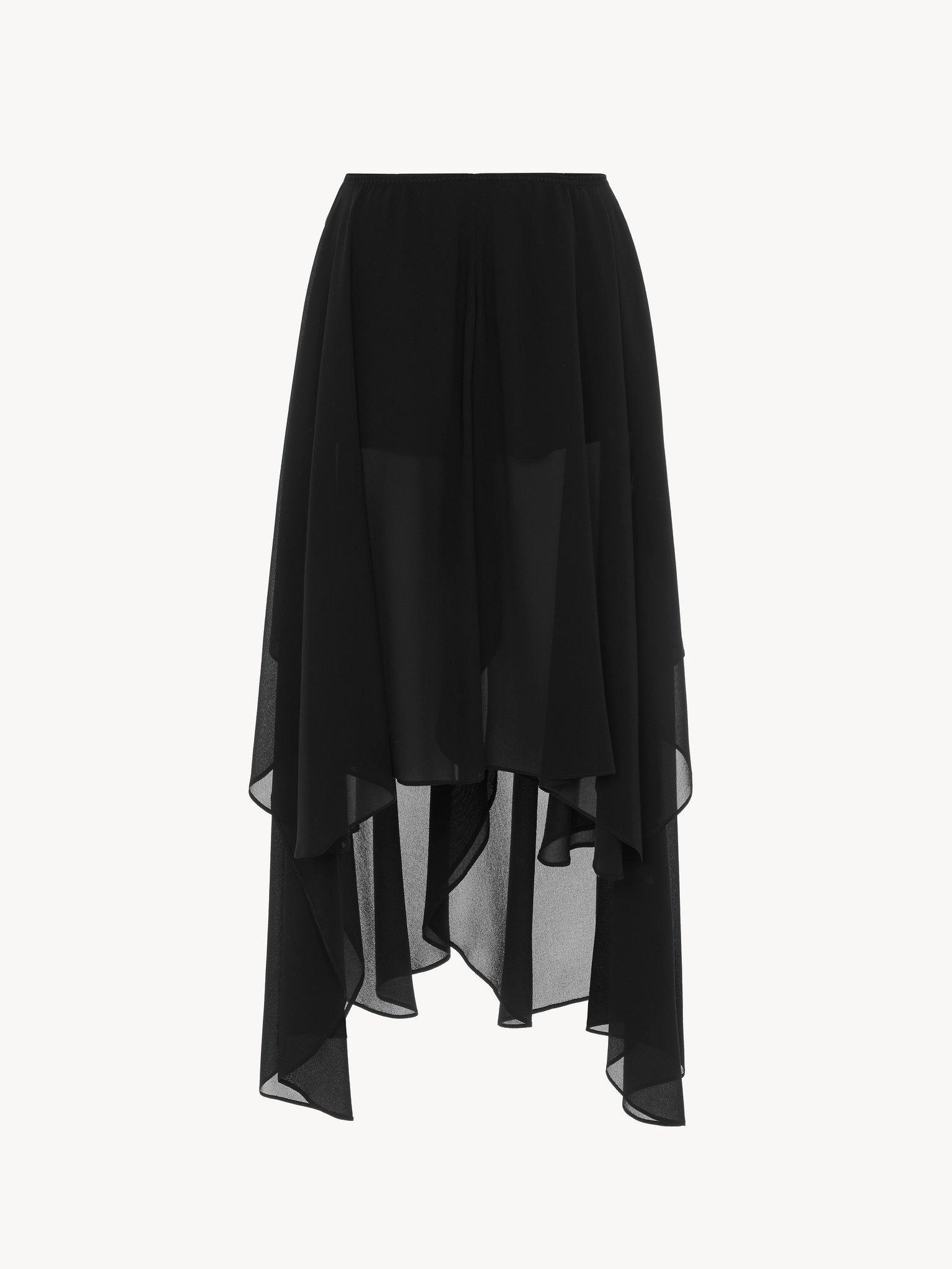 Fluid volant shorts in silk georgette Product Image