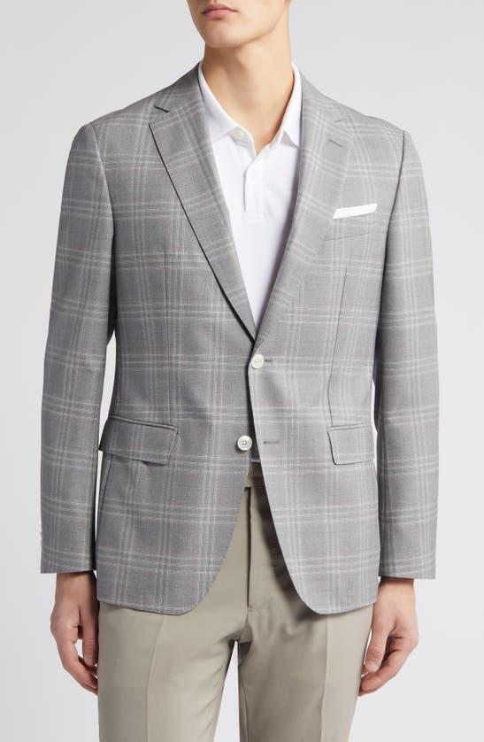HUGO BOSS Boss Hutson Plaid Virgin Wool Sport Coat In Grey Plaid Product Image