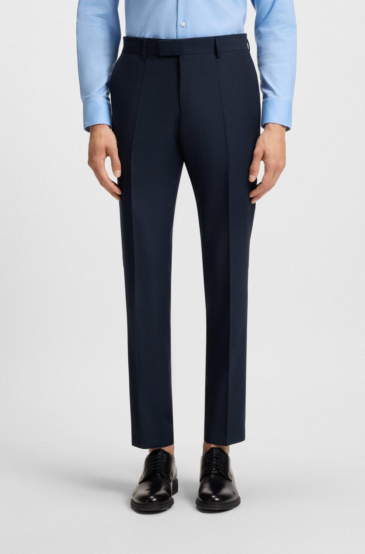 BOSS - Slim-fit suit in micro-patterned wool - Dark Blue Product Image