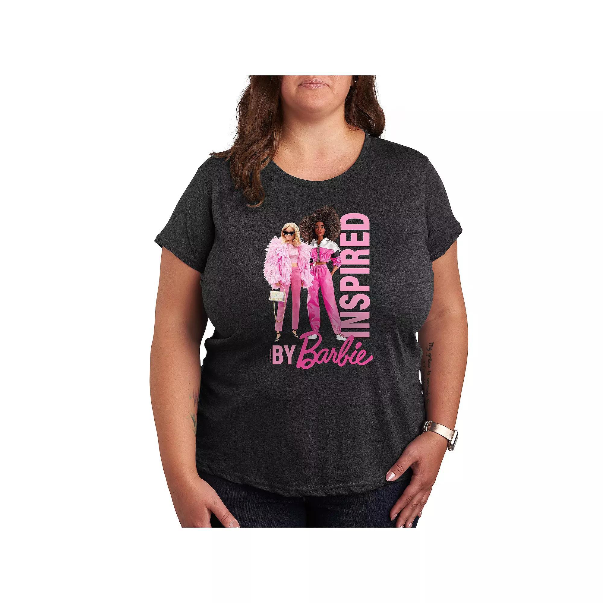 Plus Size Barbie Inspired By Barbie Graphic Tee, Womens Heather Grey Product Image