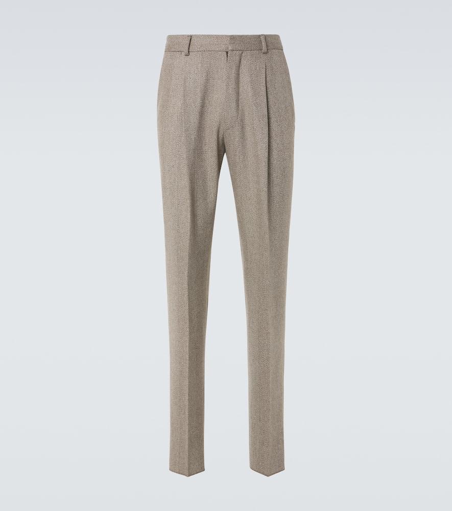 LORO PIANA Pleated Tailored Trousers In Brown Product Image