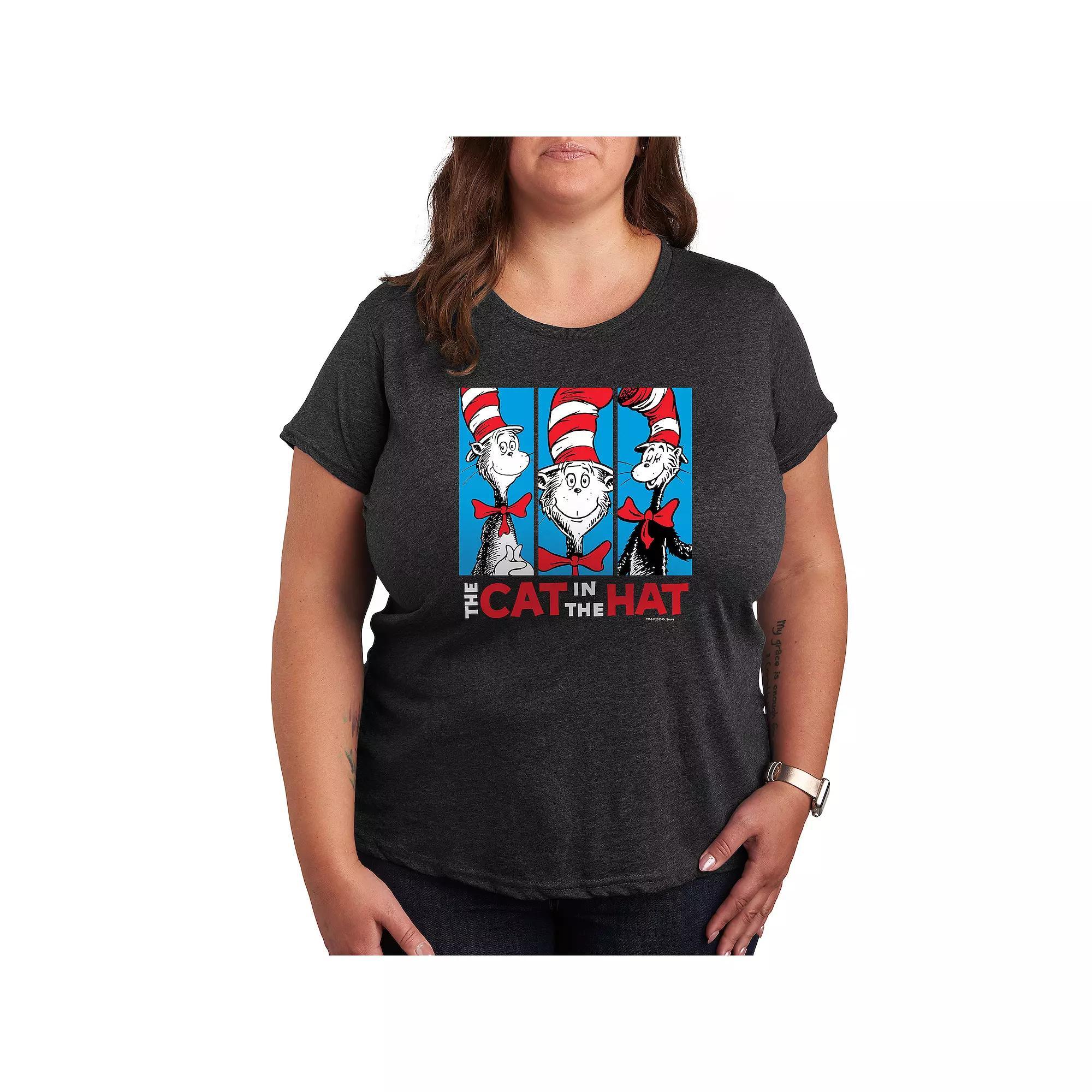 Plus Dr. Seuss Cat In The Hat Graphic Tee, Womens Heather Grey Product Image