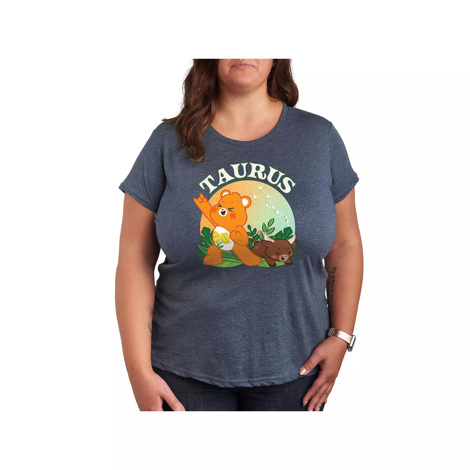 Plus Care Bears Taurus Graphic Tee, Womens Grey Blue Product Image