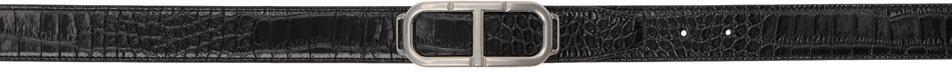 TOM FORD Black Croc Stadium Reversible Belt Product Image