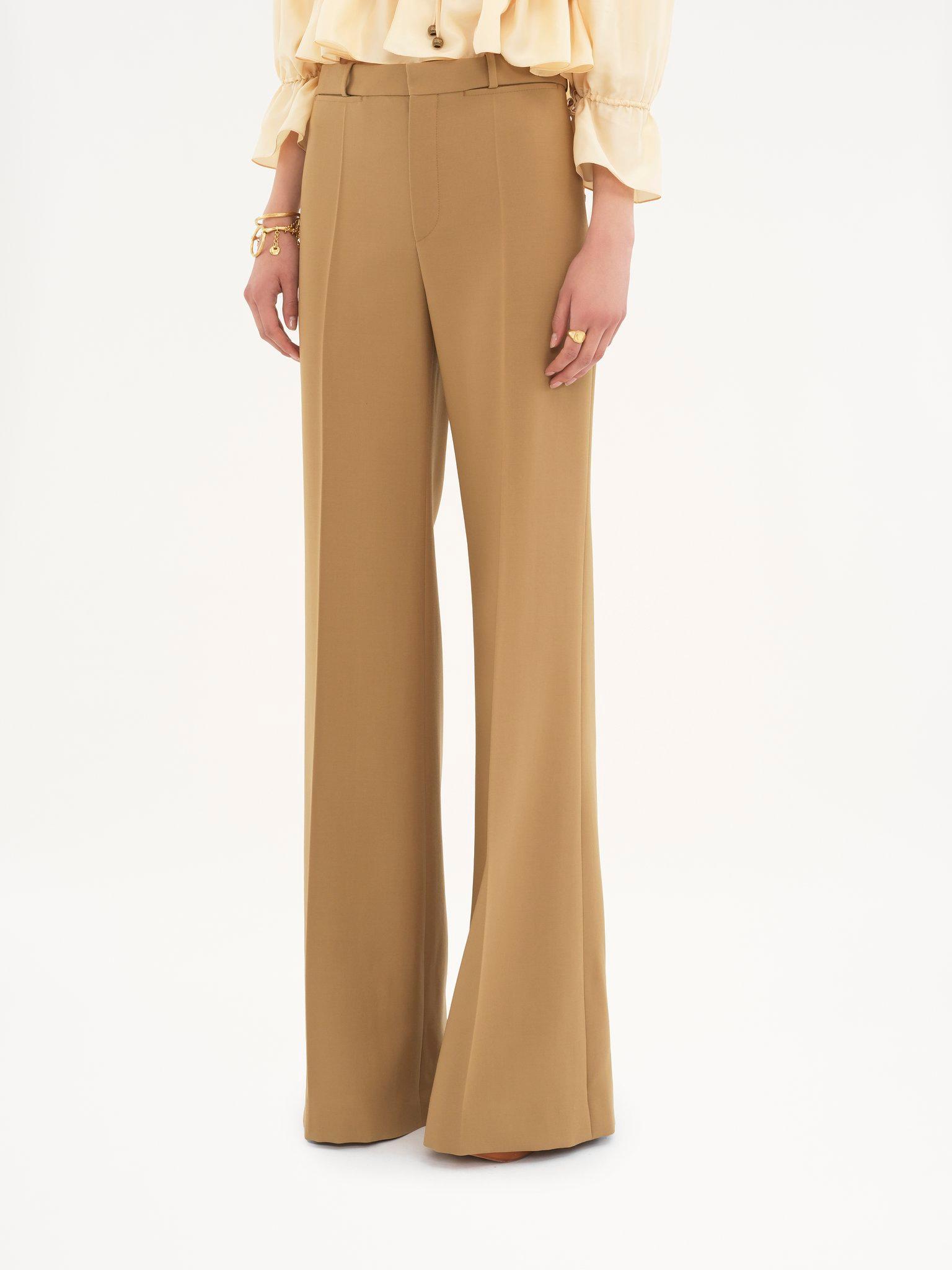 Flared tailored pants in wool grain de poudre Product Image