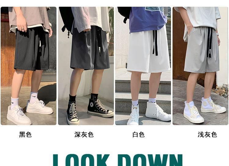 Drawstring Waist Plain Shorts Product Image
