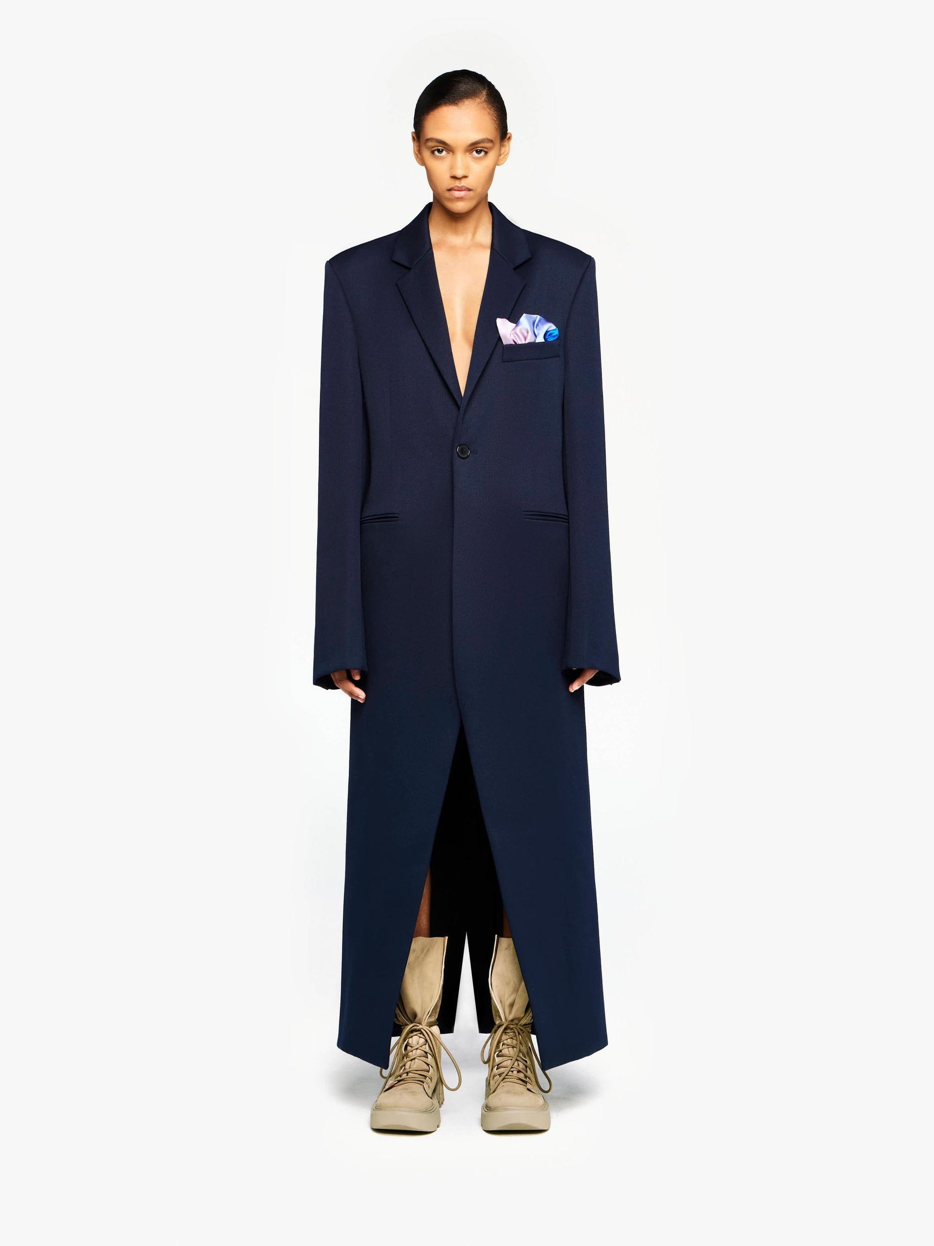 LONG COAT WITH SATIN HANDKERCHIEF Product Image
