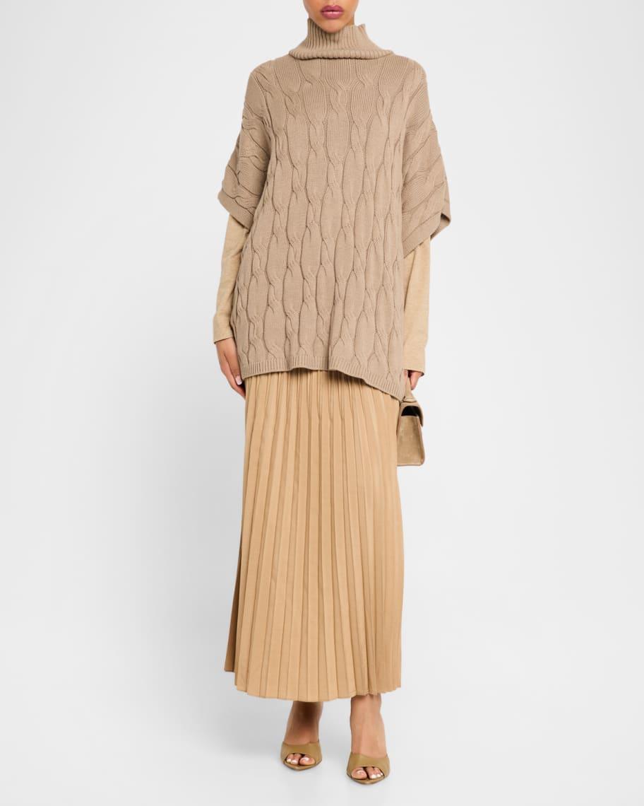 Pleated Wool-Silk Midi Skirt Product Image