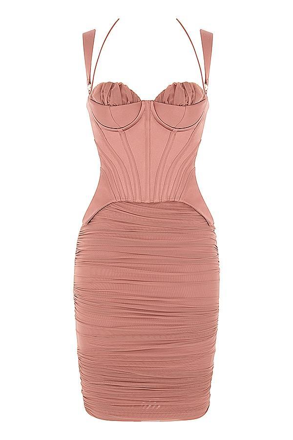 Talya  antique rose corset midi dress - sale Product Image