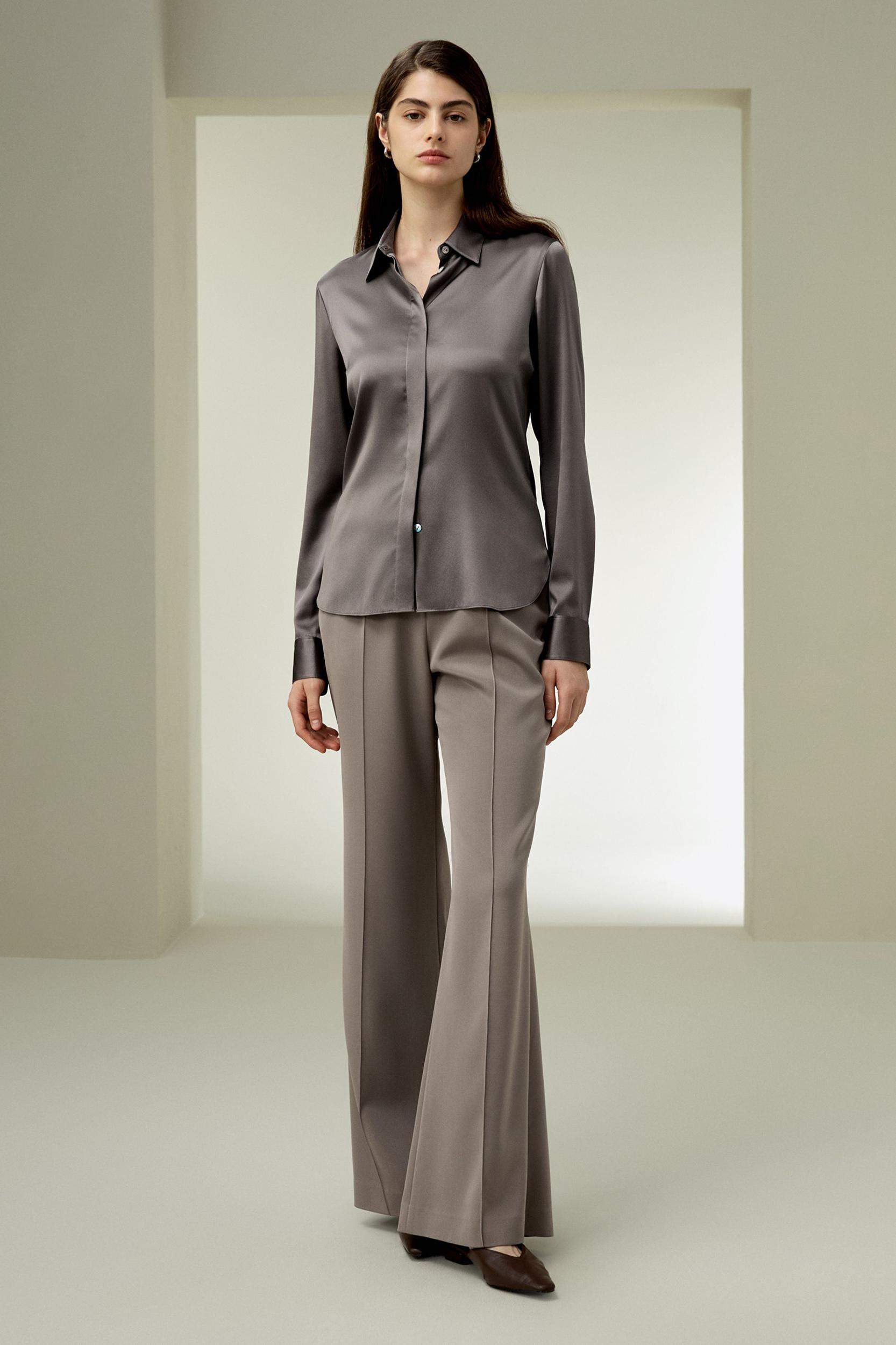 Elegant Silhouette Silk Shirt Product Image