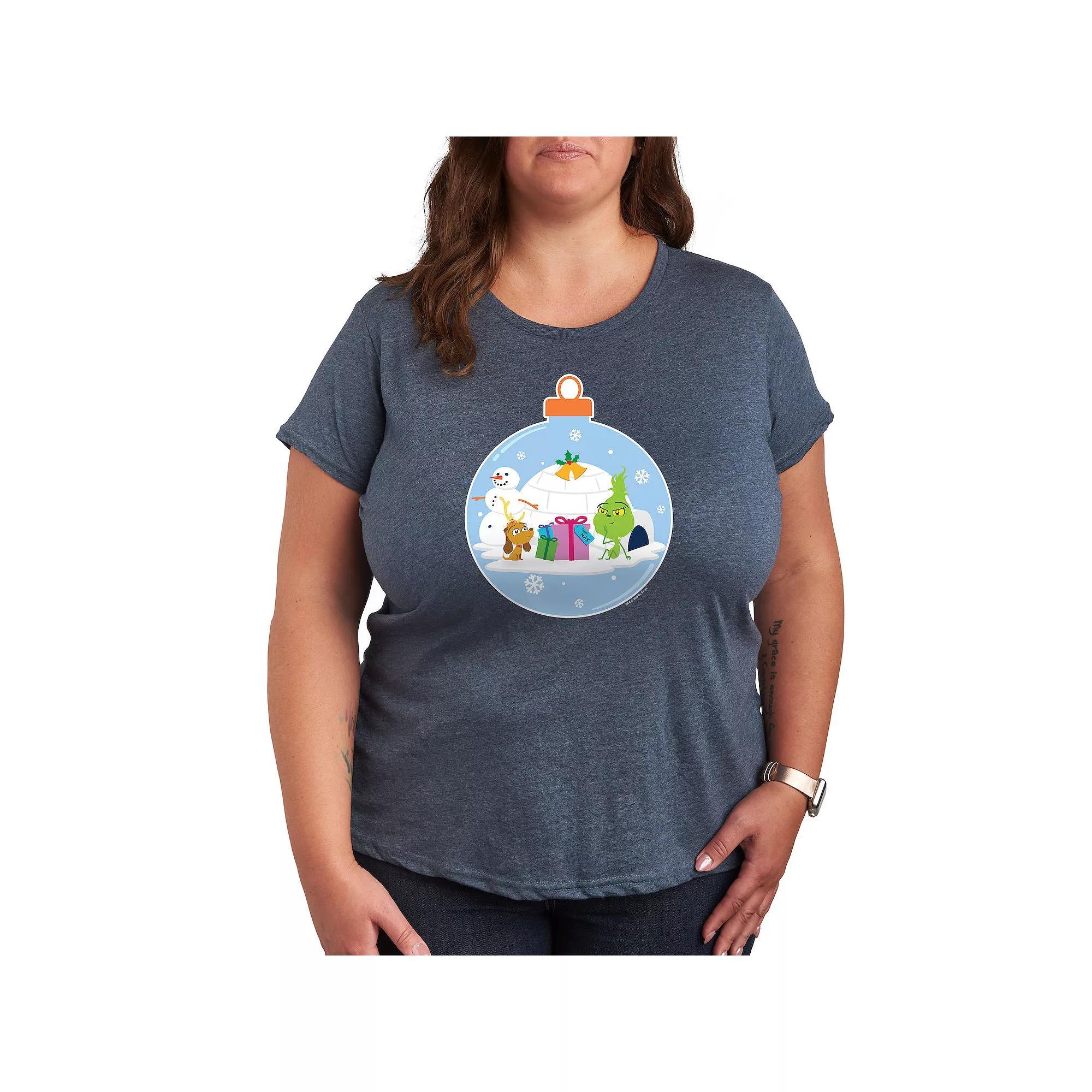 Plus Dr. Seuss Little Grinch Igloo Scene Graphic Tee, Womens Grey Heather Product Image