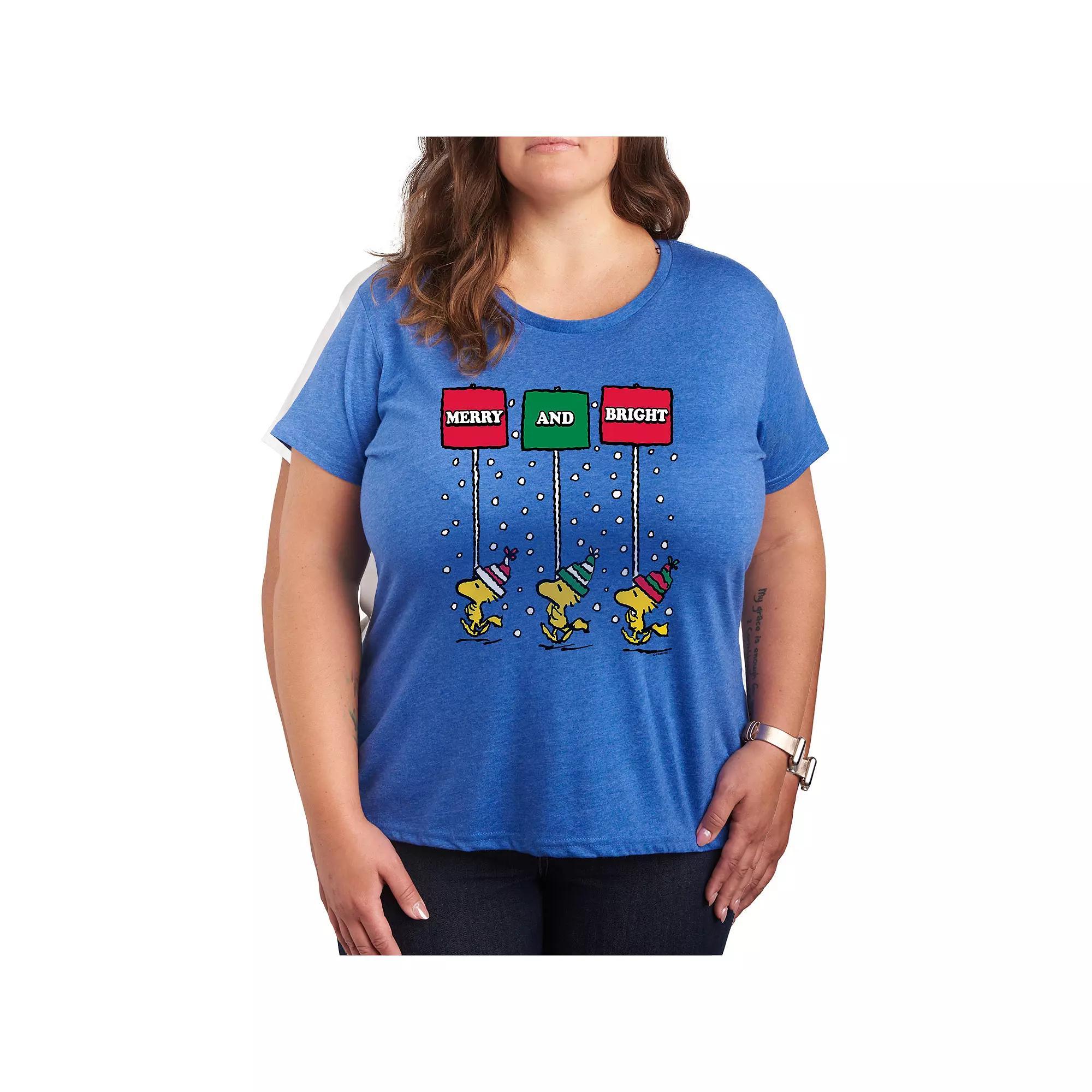 Plus Size Peanuts Woodstock Merry & Bright Graphic Tee, Women's, Size: 2XL, Beige Product Image