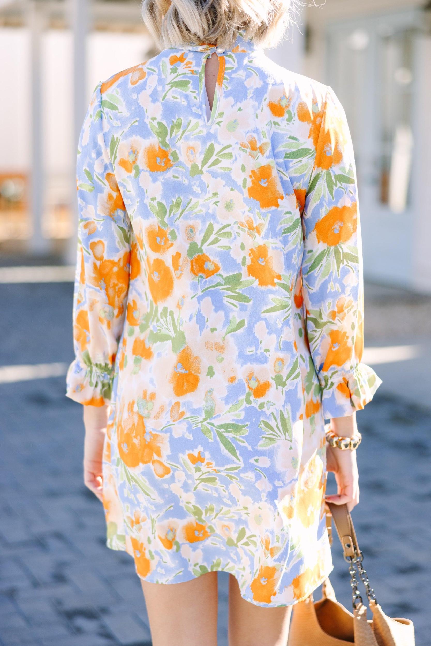 Beauty And Brains Light Blue Floral Shift Dress Female Product Image