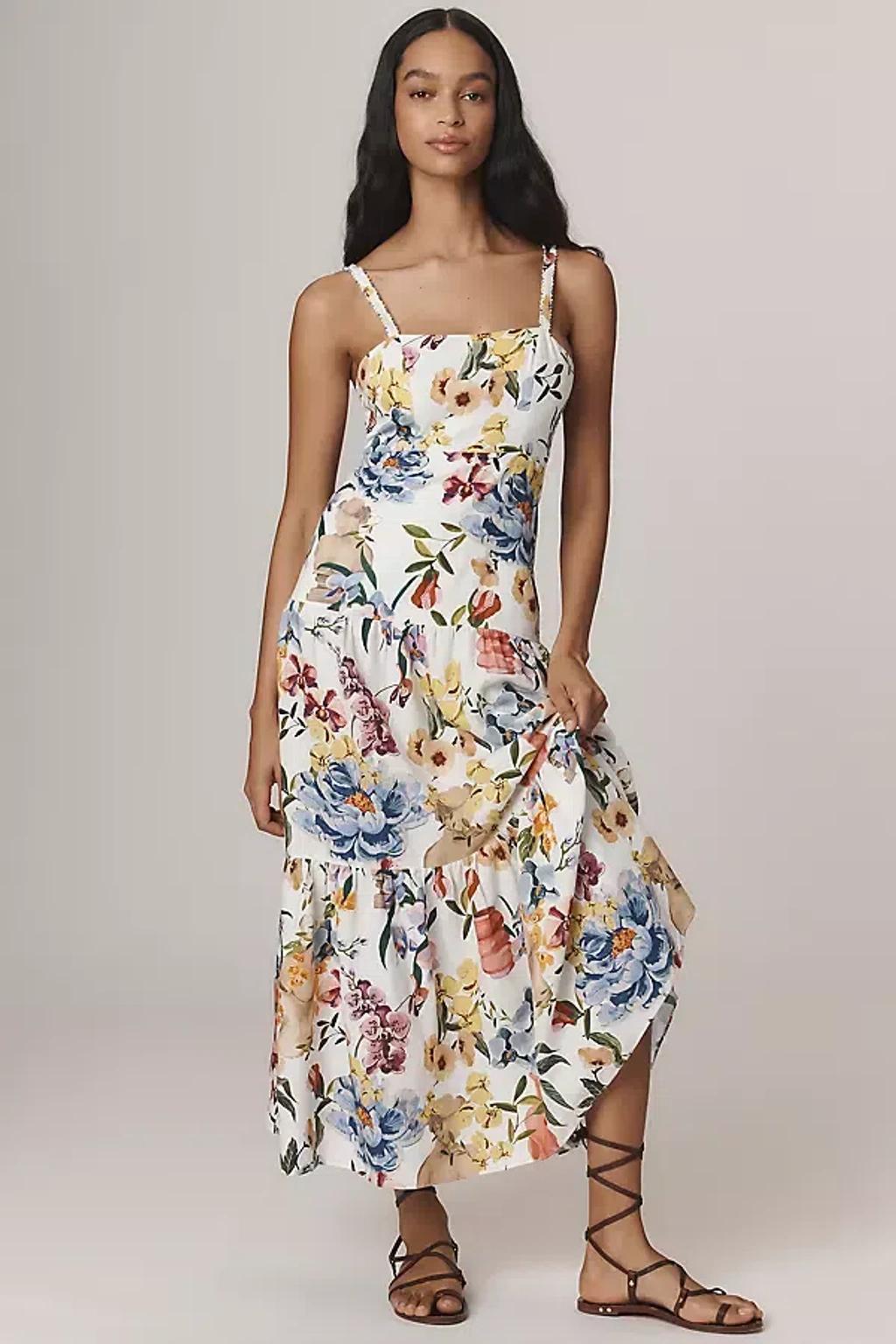 FARM RIO Off-white Greek Garden Lenzing Ecovero Euroflax Maxi Dress In Greek Garden Off-white Product Image
