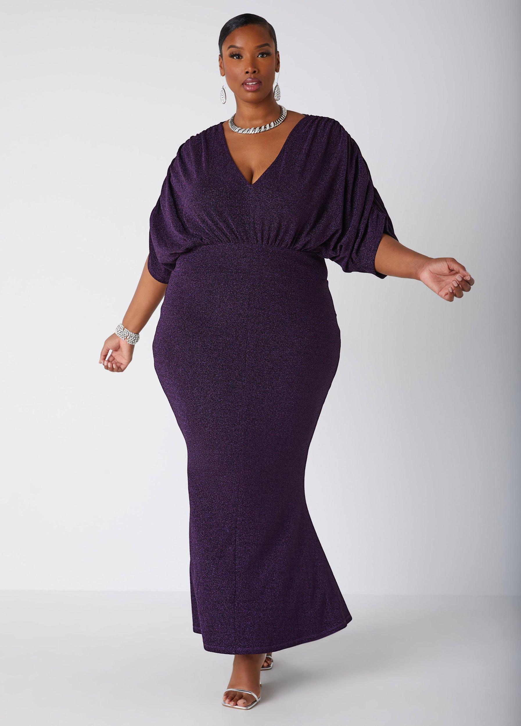 Plus Size Hi Low Lurex Mermaid Gown Ashley Stewart Product Image