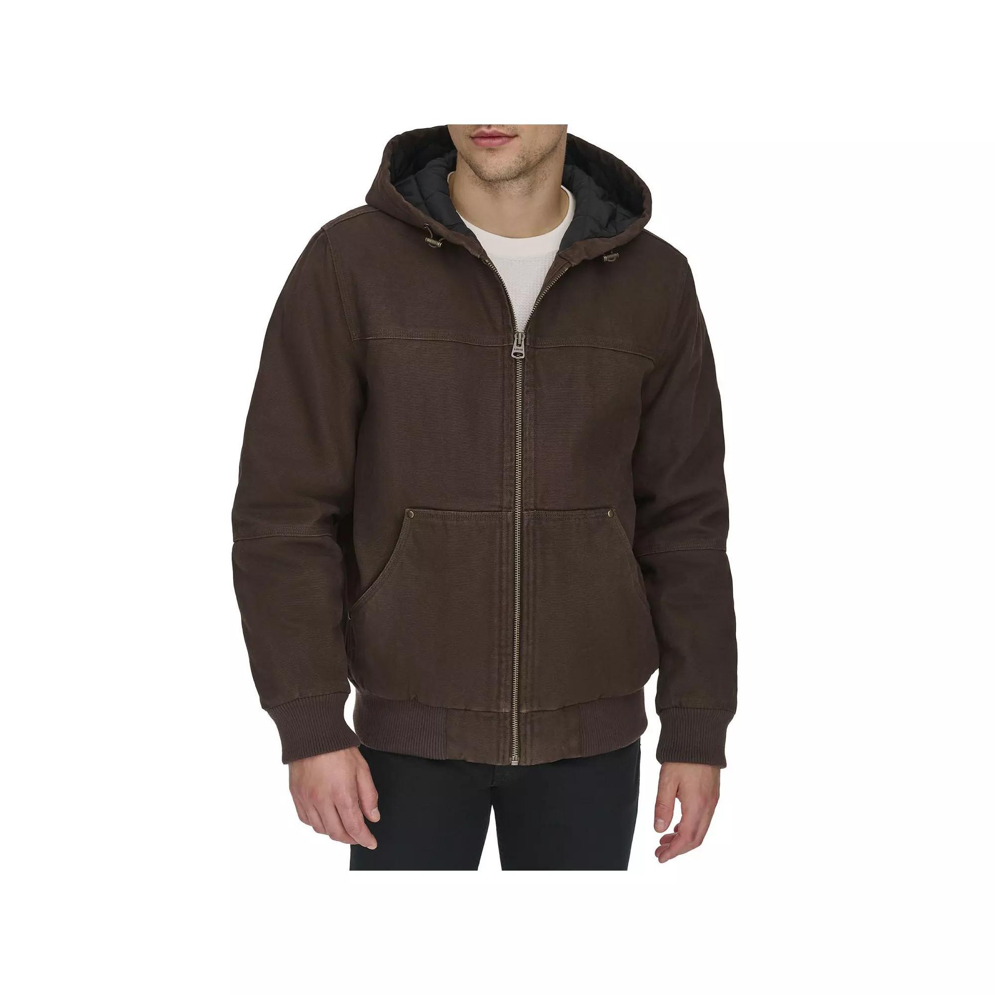 Mens Levis Cotton Hooded Workwear Bomber Jacket Green Product Image