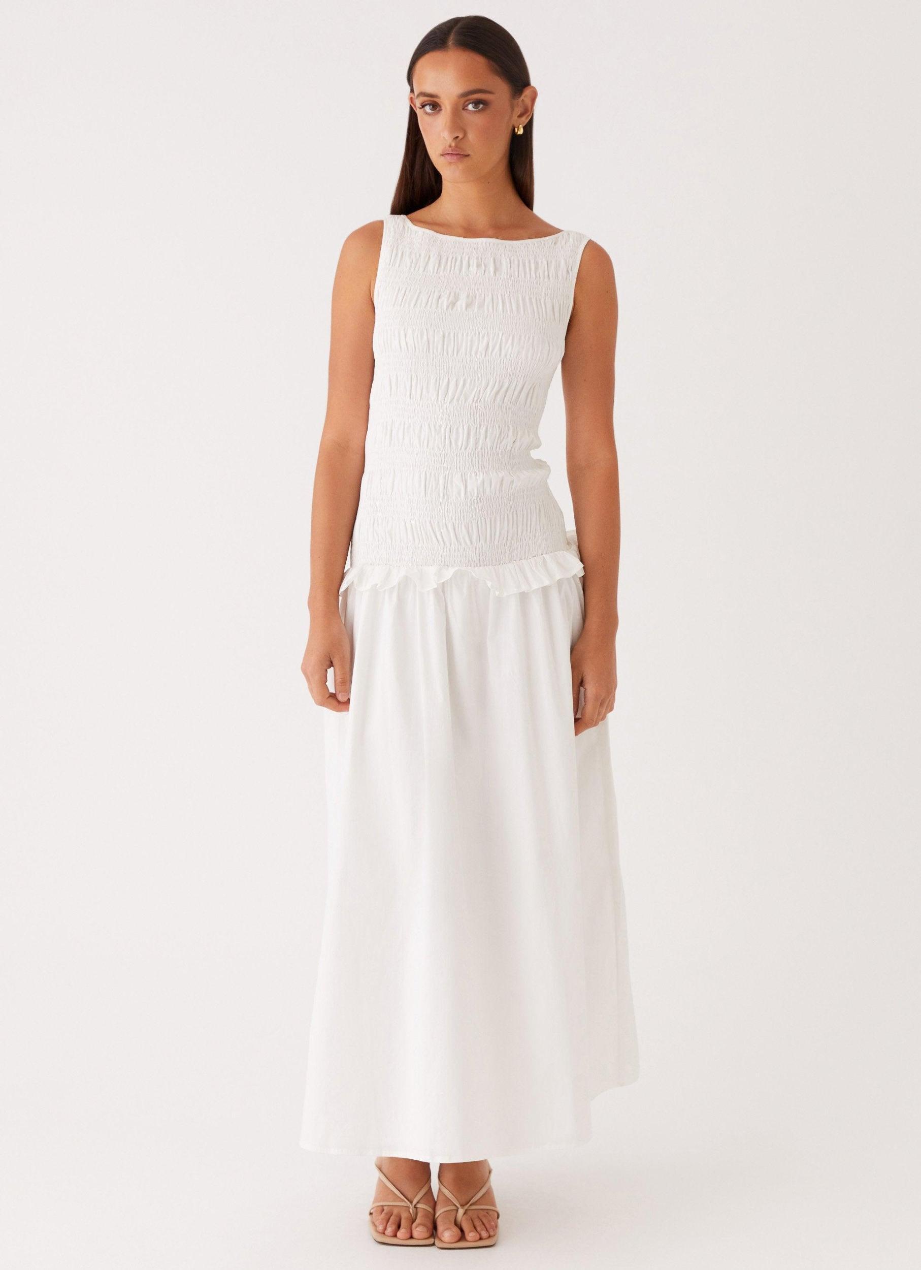 Vienna Anna Ruffle Maxi Dress - Ivory Product Image