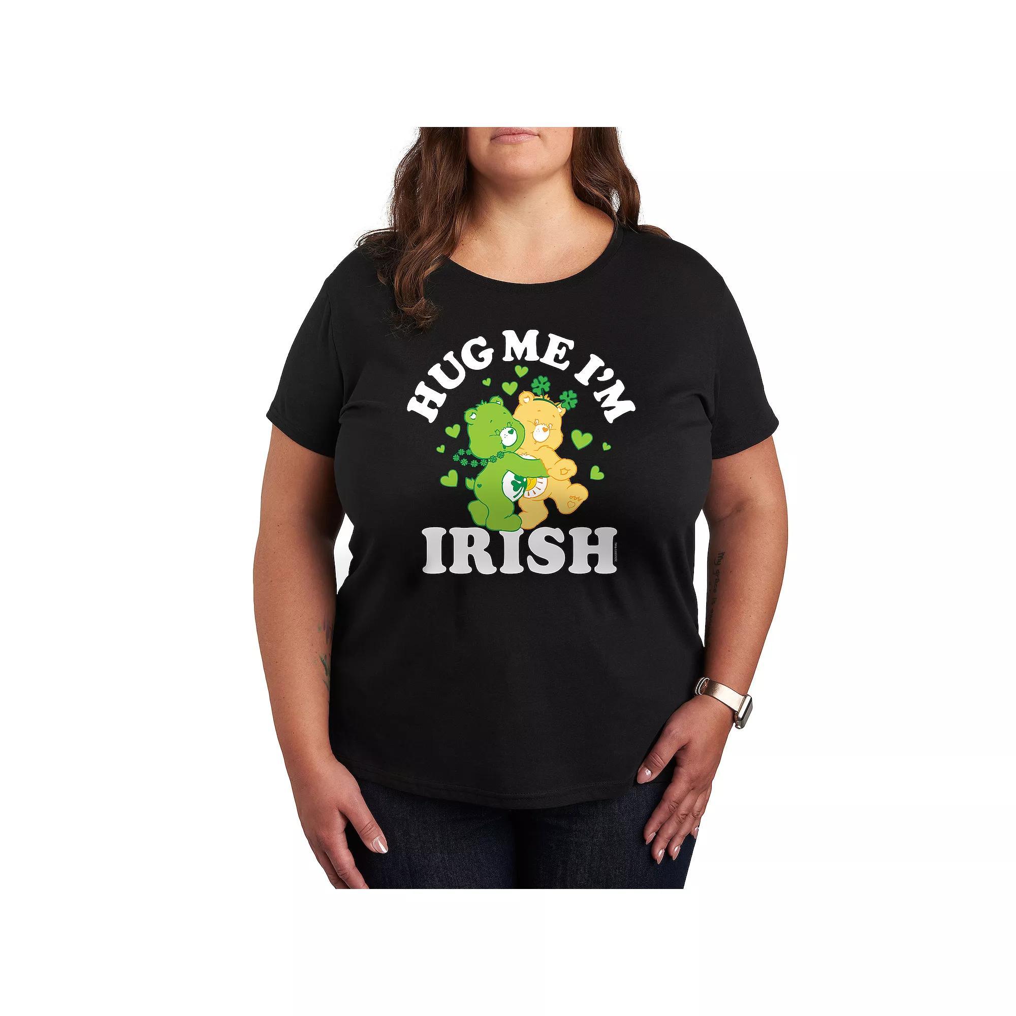 Plus Care Bears Hug Me Im Irish Graphic Tee, Womens Grey Green Product Image