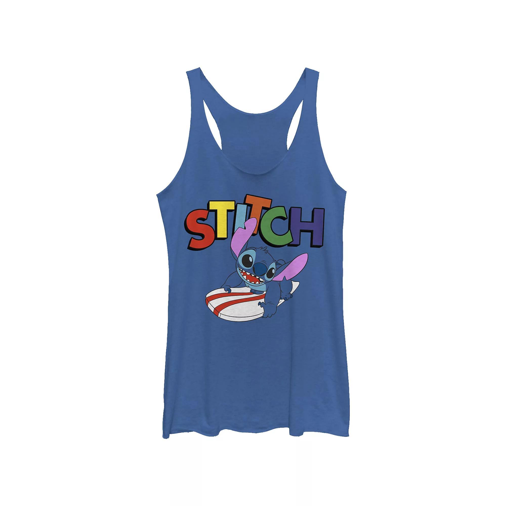 Disney's Lilo & Stitch Surf Stitch Tri-Blend Juniors' Graphic Racerback Tank, Girl's, Size: XXL, Royal Grey Product Image