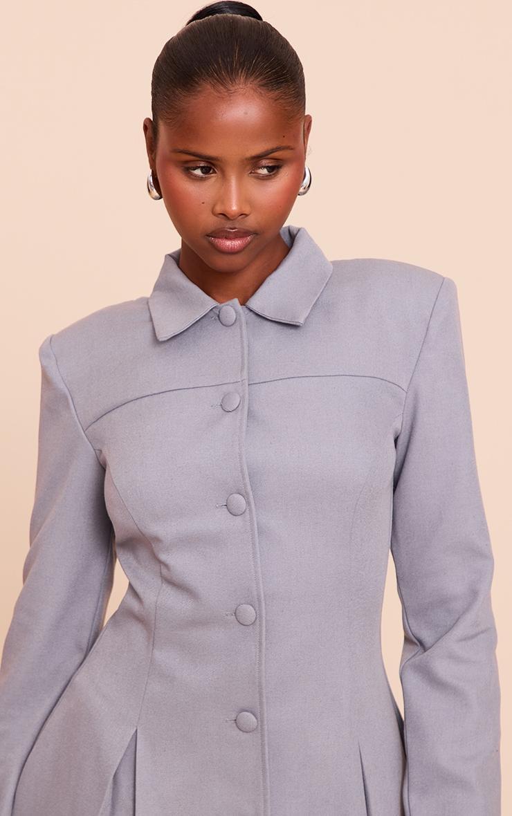 Blue Button Up Pleated Shirt Dress Product Image