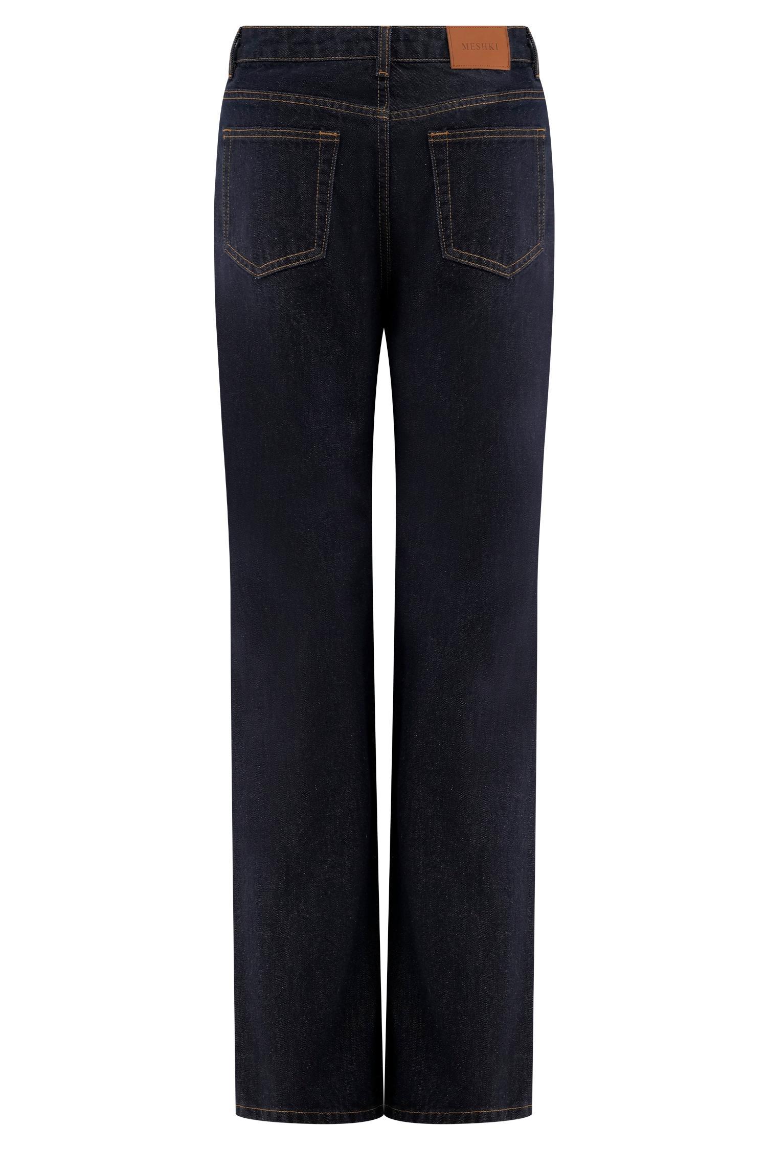 Janine High Waisted Straight Leg Jeans - Washed Indigo Blue Product Image