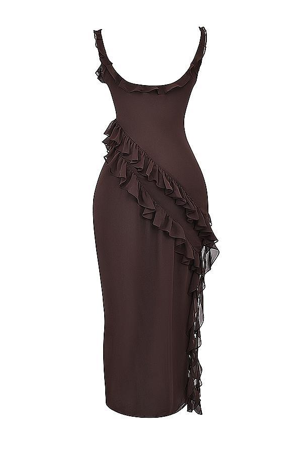Ariela Mulberry Ruffle Maxi Dress Product Image