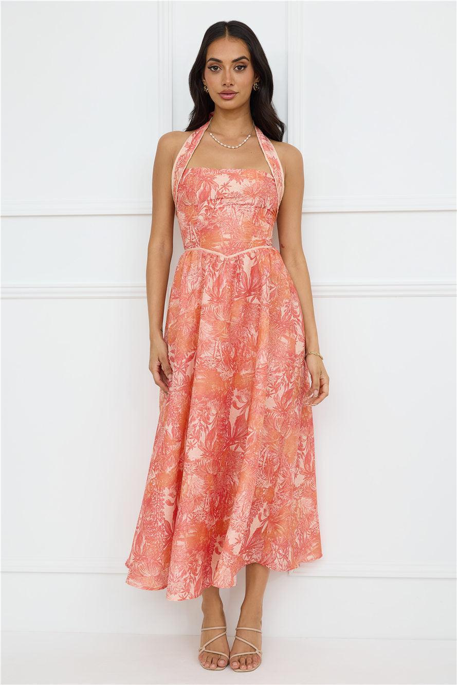 Luxe Harmony Halter Maxi Dress Orange Product Image