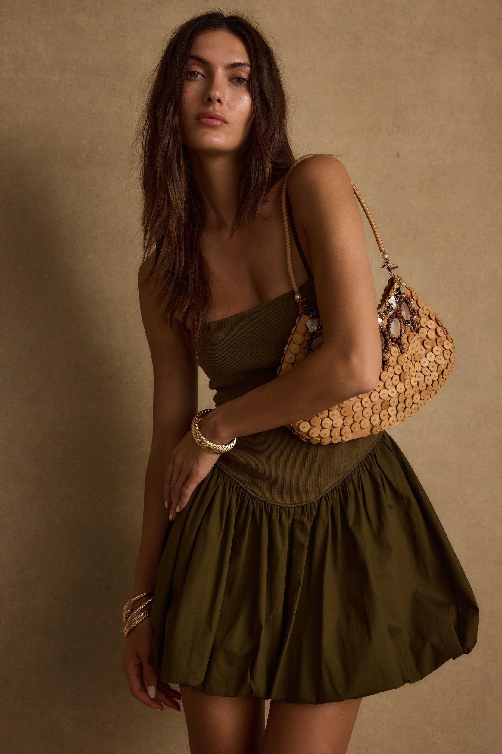 Eternal Olive Bubble Hem Mini Dress Product Image