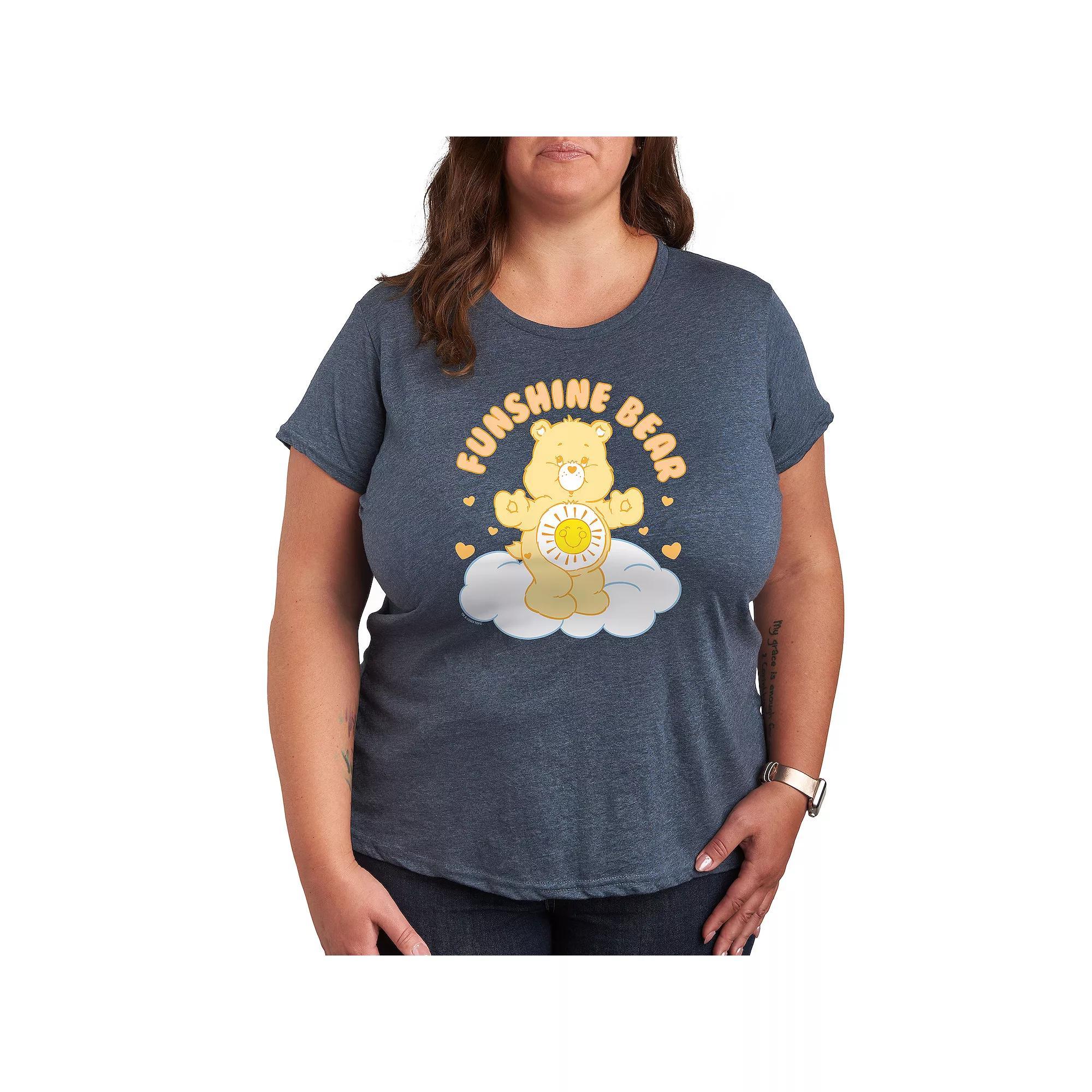 Plus Care Bears Funshine Bear Graphic Tee, Womens Grey Royal Blue Product Image