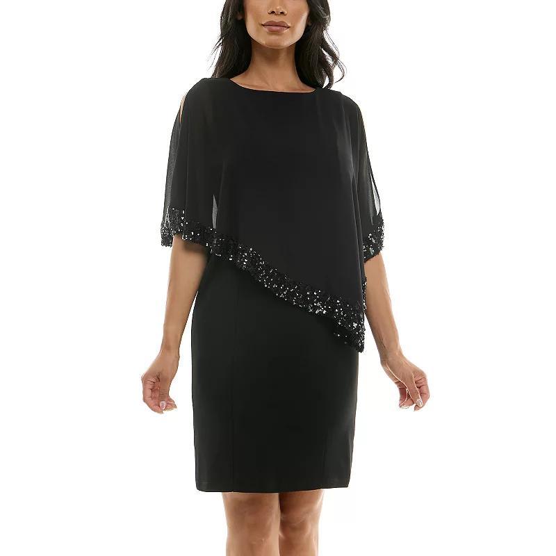 Women's Nina Leonard Popover Chiffon Shift Dress, Size: Small, Nina Red Product Image