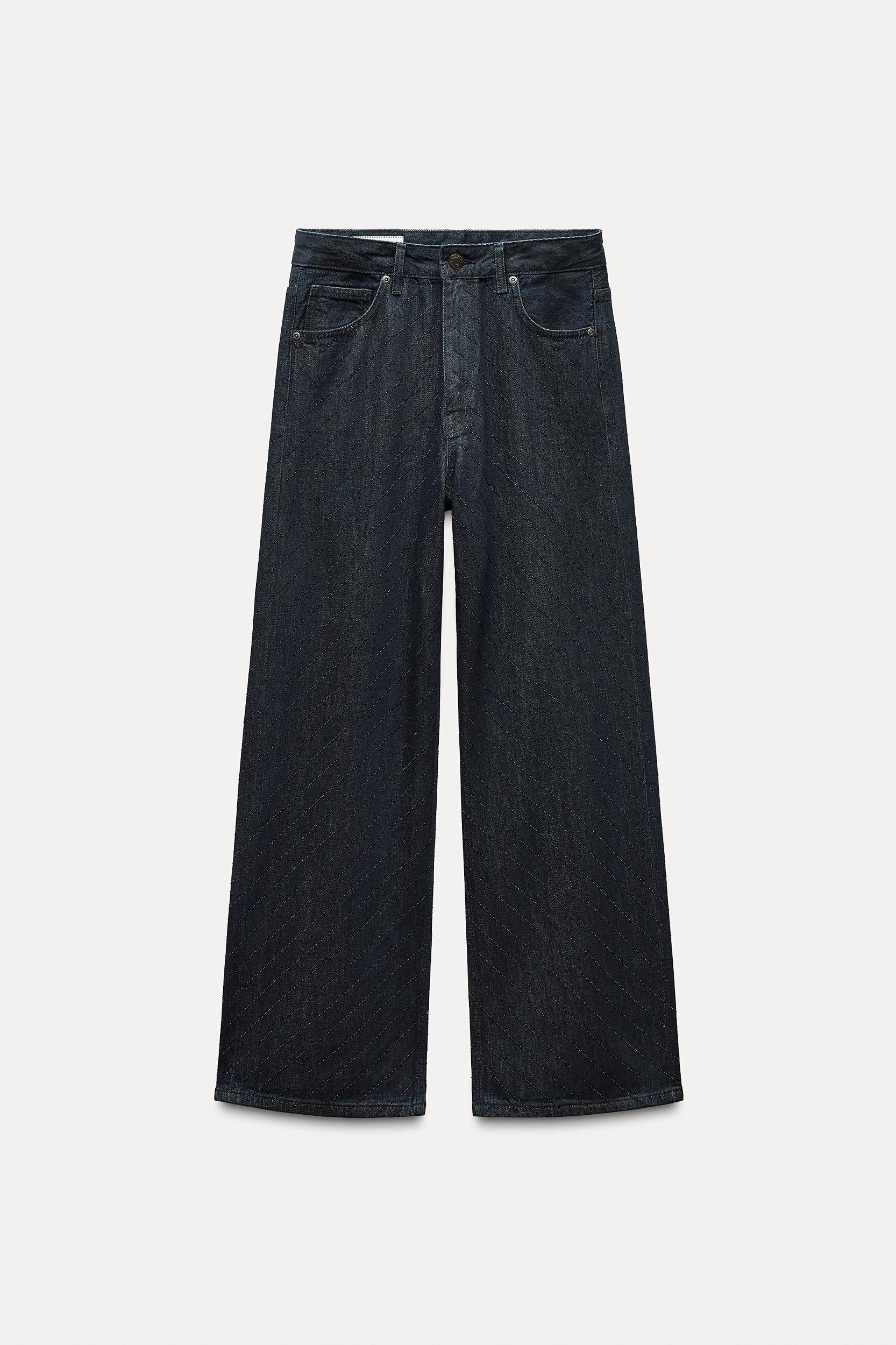 SHIMMERY TRF HIGH-WAISTED BAGGY JEANS Product Image